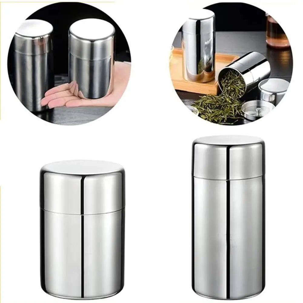 400ml Stainless Steel Tea Storage Canister Airtight Moisture Proof Coffee Tea Container – White