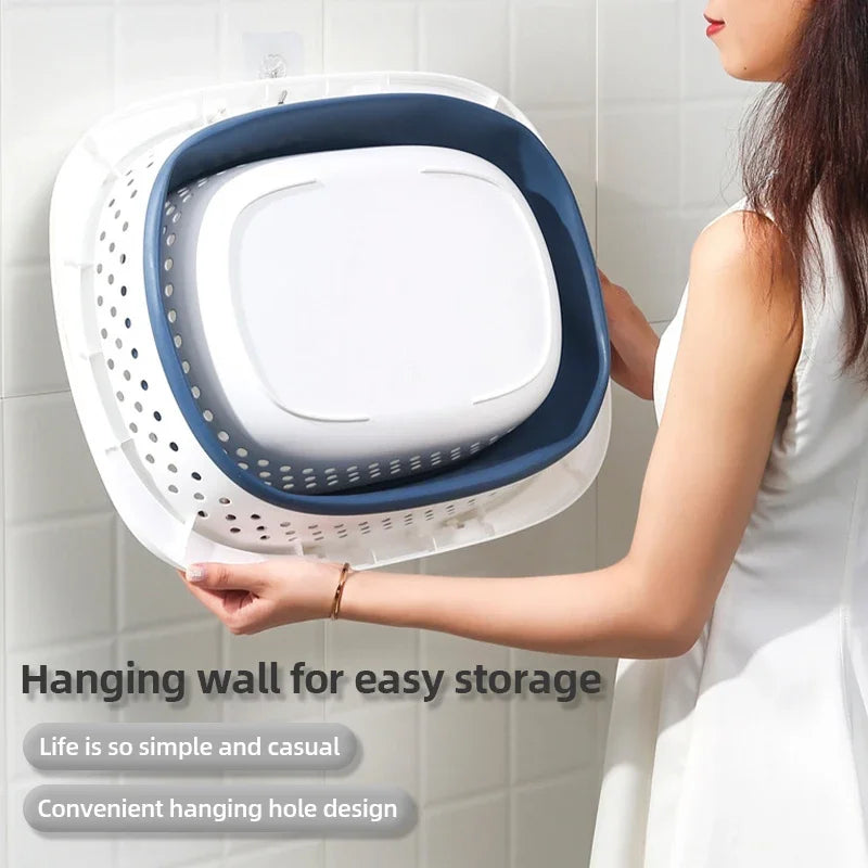 Laundry Basket Foldable Plastic Clothes Hamper Space Saving Storage Container