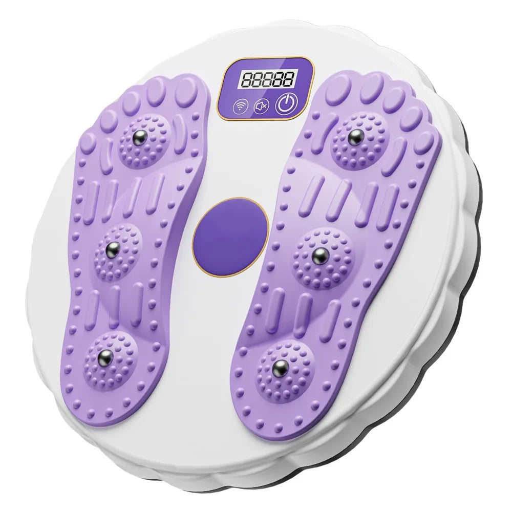 Twisting Waist Disc Fitness Board with LCD Display Rotating Core Trainer - White Purple