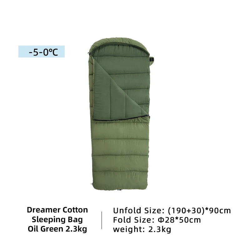 Sleeping Bag Portable Outdoor Camping Quilt Envelope Style Warm - Green