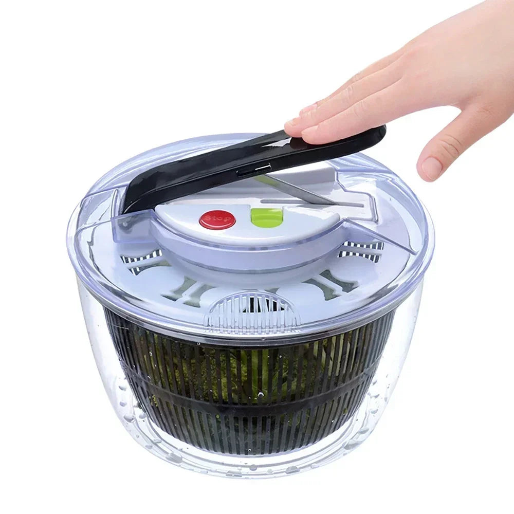 Salad Spinner 24cm Vegetable Washer Dryer Manual Lettuce Spinner Bowl - Black