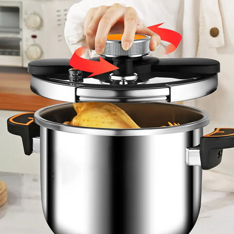 8L Stainless Steel Pressure Cooker –  One-Hand Locking Multi-Cooker for Gas & Induction Stove