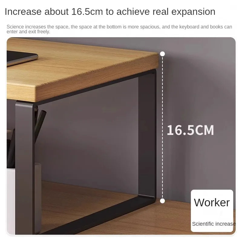 Bamboo Monitor Stand Riser Desktop Laptop Shelf Organiser 30 × 20 × 8 cm – Khaki