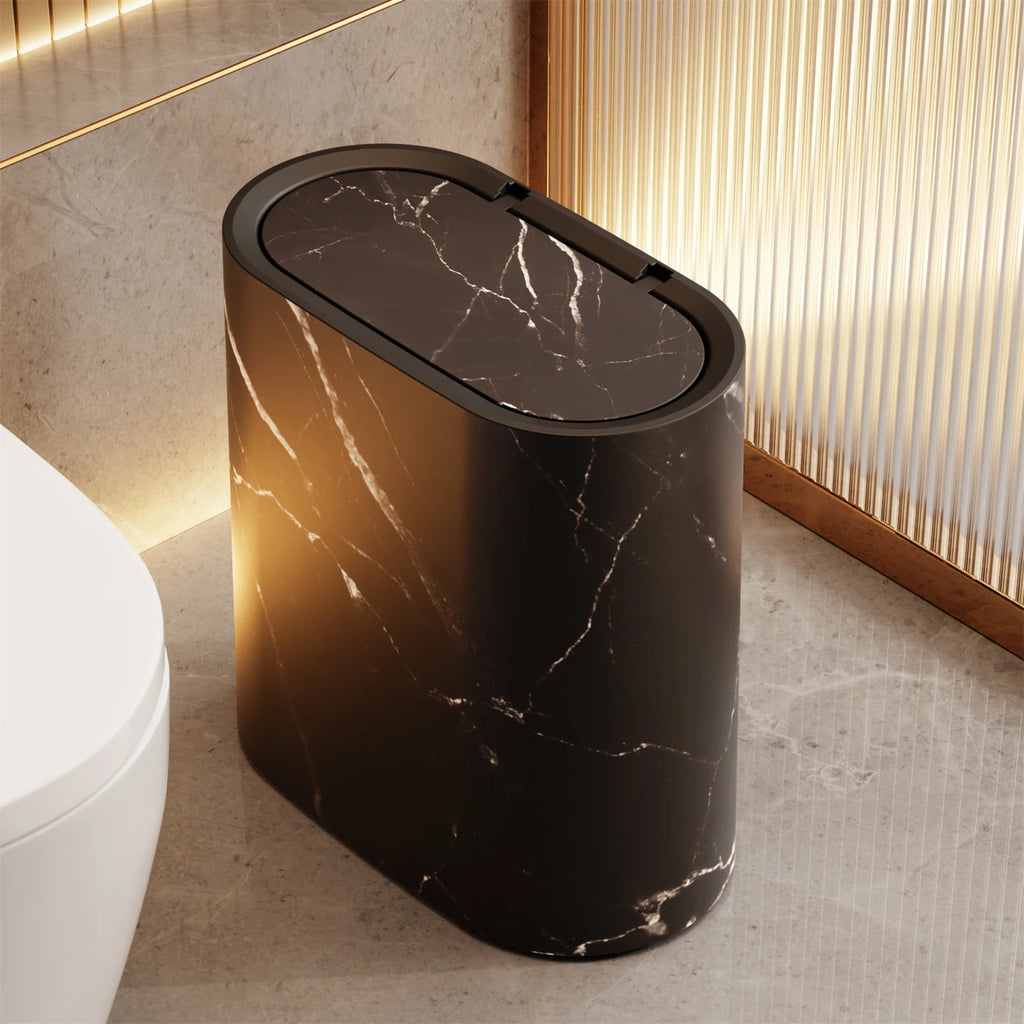 Rubbish Bin with Rolling Lid 29 × 29.5 × 16 cm PVC Bathroom Waste Bin - White
