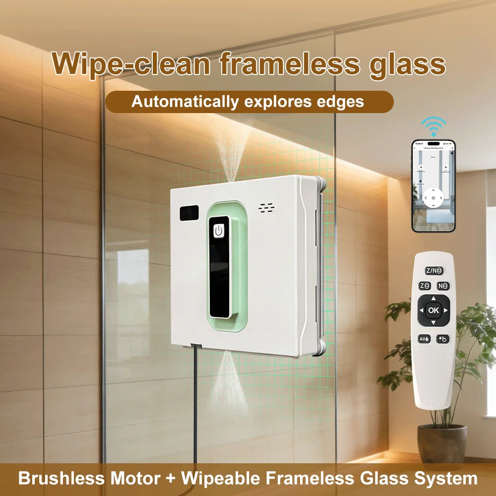 Window Cleaning Robot Dual Water Spray APP Remote Control Glass Cleaner – Dark Grey