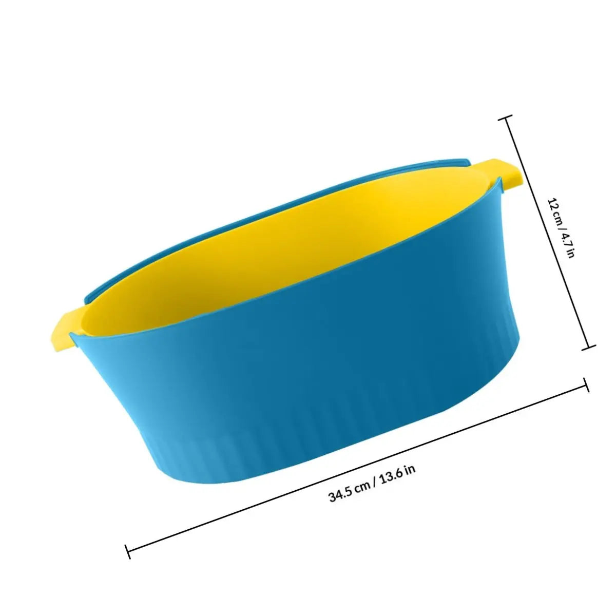 Double Layer Vegetable Basket 34.5cm Plastic Fruit Strainer Quick Drain - Blue