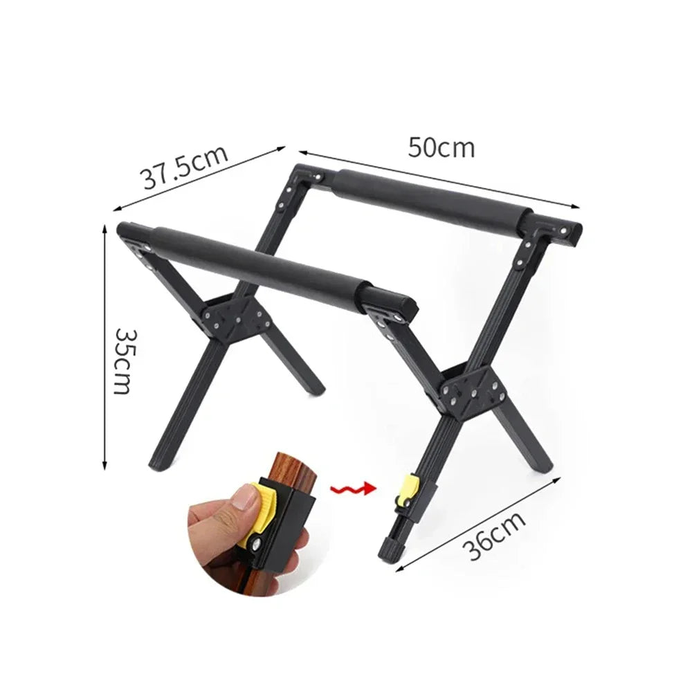 Folding Camping Cooler Rack Adjustable Aluminum Alloy Stand - Black