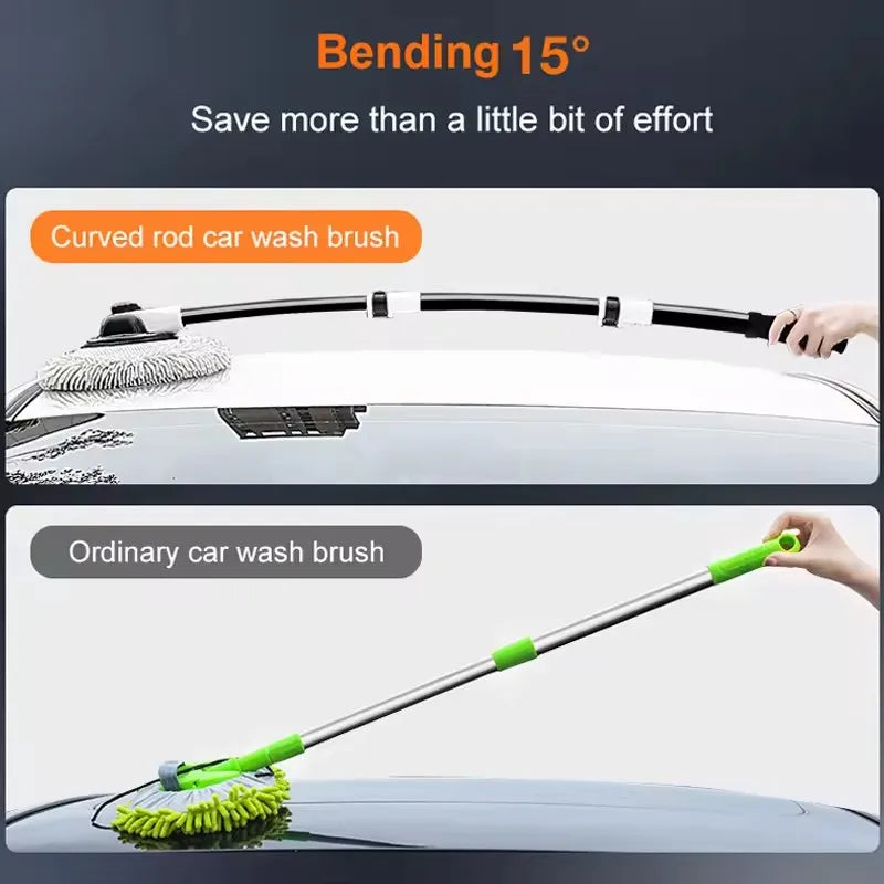 Car Wash Mop Brush with Retractable Bendable Handle 59–110cm Soft Chenille Cleaning Head - 1 Pc Brush