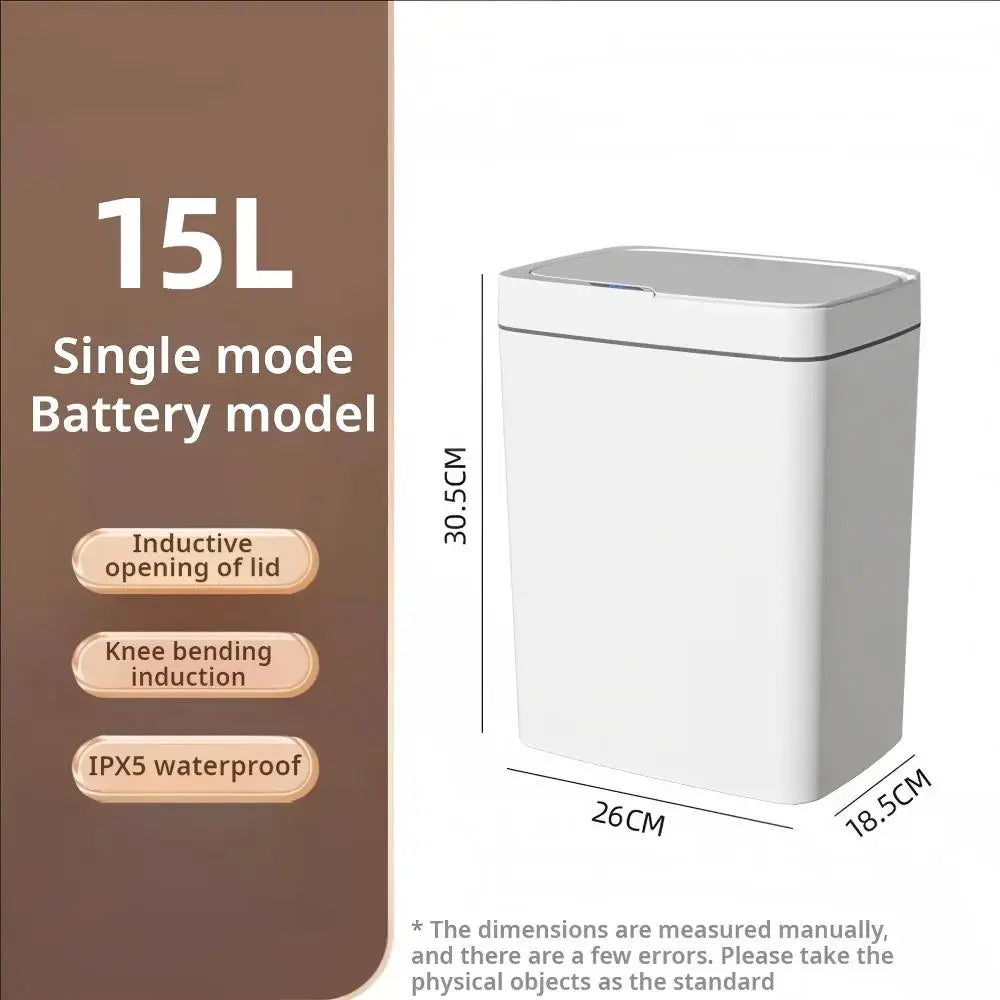Sensor Trash Can 15L Touchless Automatic Lid with Bagging System Waterproof Design White