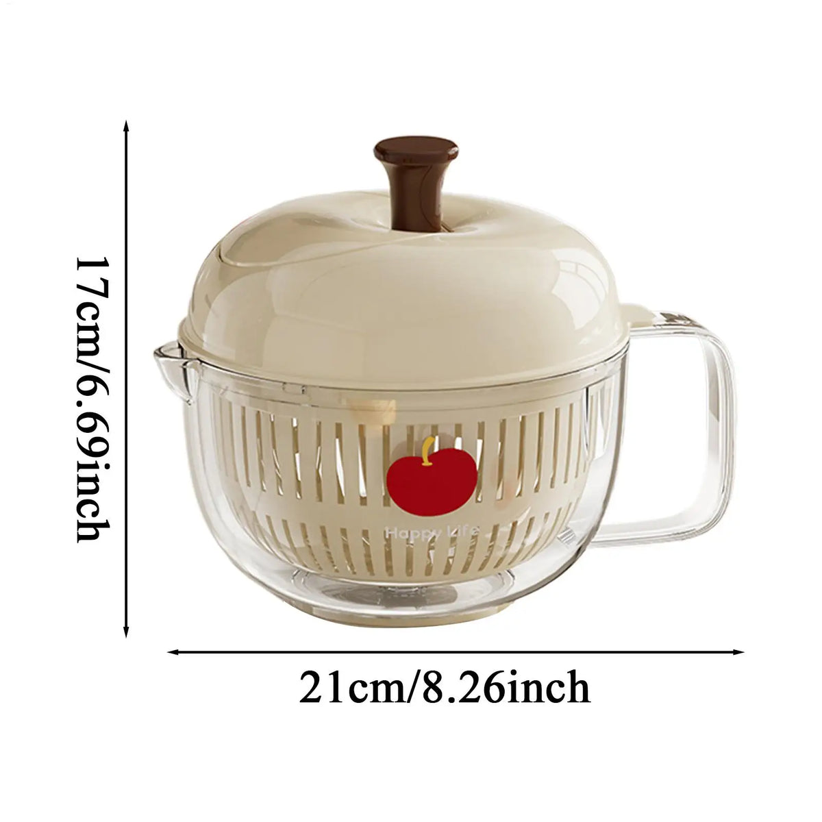 Fruit And Vegetable Washer 21cm Double Layer Hand Crank Salad Spinner - White