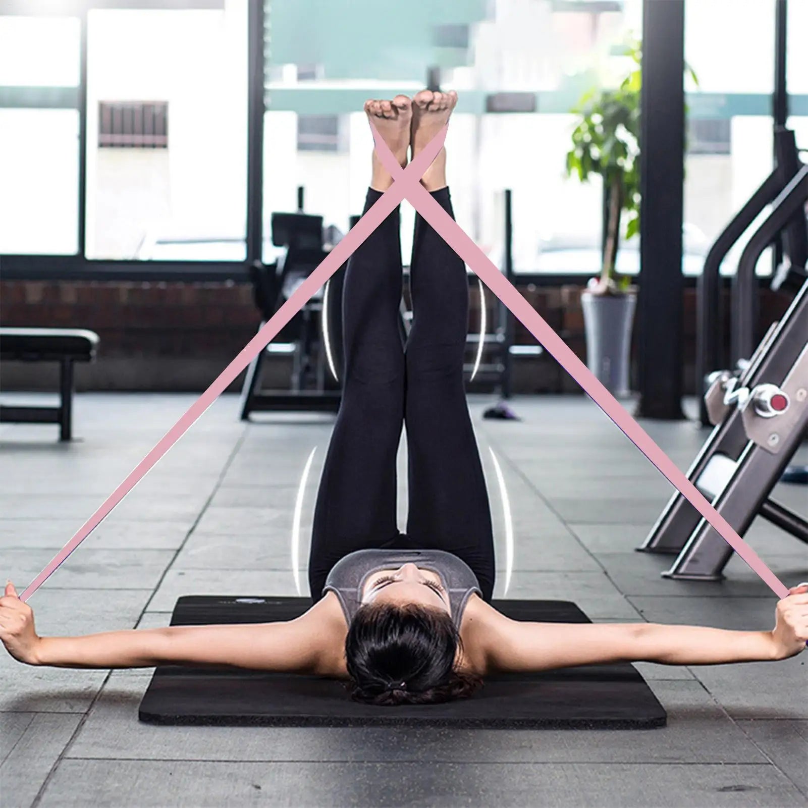Pilates Ring and Ball Set Portable Resistance Training Kit with Band Home Fitness Equipment - Pink