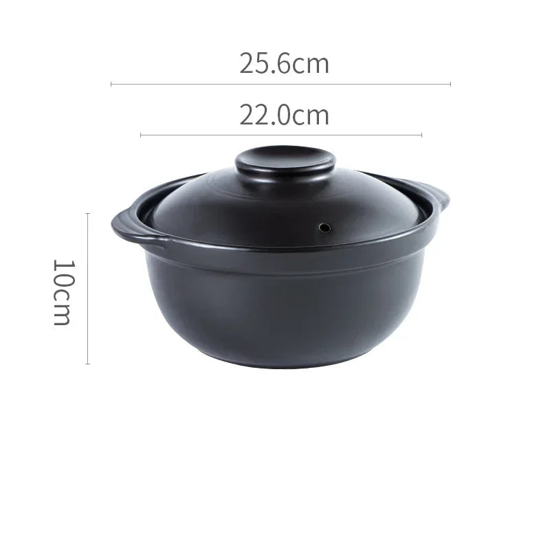 Ceramic Casserole Pot 1.9L Japanese Style Soup Clay Cooking Pot with Lid