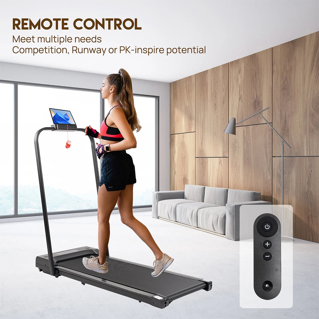 Treadmill 120kg Capacity Foldable Walking Pad with Bluetooth Speakers and Remote – Black