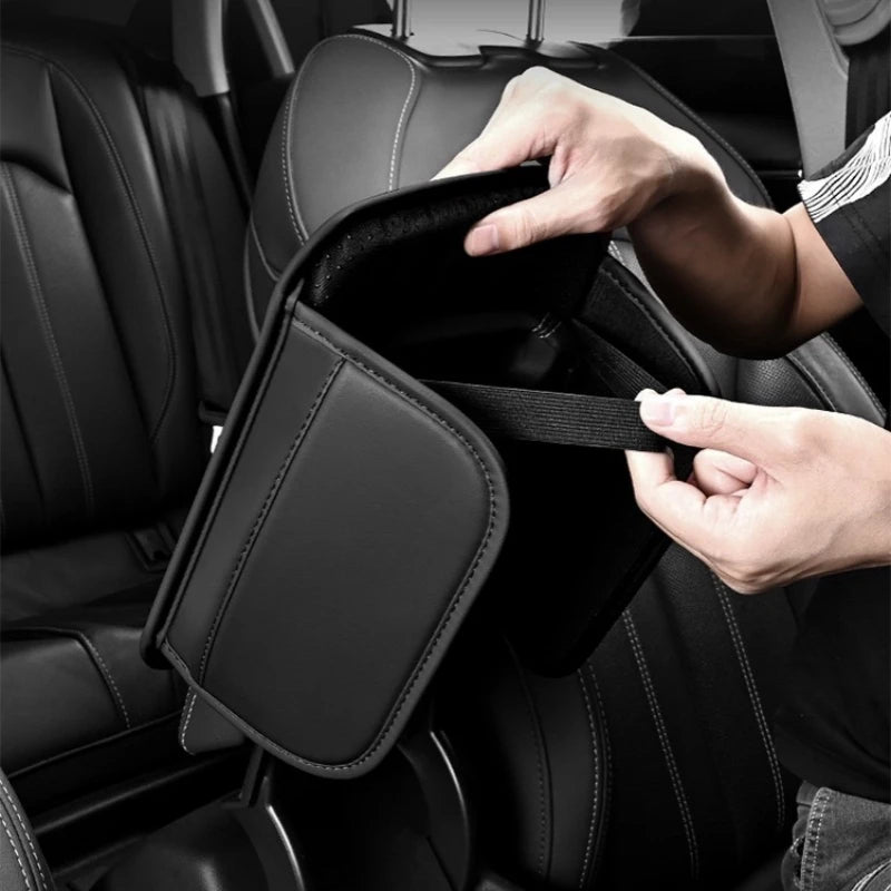 Car Armrest Cushion Leather Storage Pocket Wear Resistant Centre Console Protector Organizer - Red
