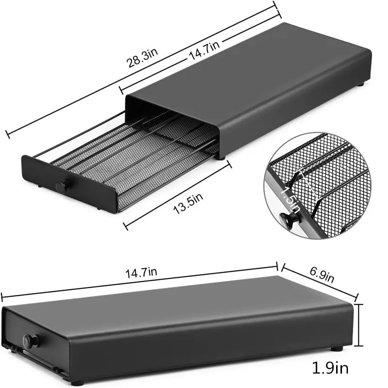 Coffee Pod Drawer Holder 40 Capsule Capacity Metal Storage Organizer Sliding Rack – Black