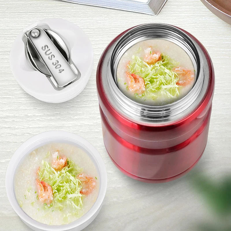 750ml Stainless Steel Insulated Food Thermos Jar with Folding Spoon – Gold