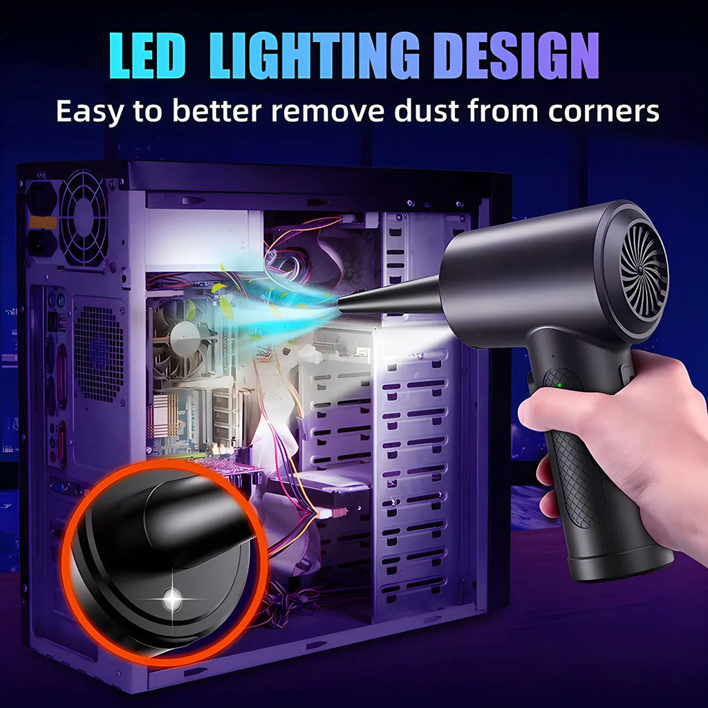 Air Duster 51000RPM Cordless Compressed Air Blower with LED Light for Computer Cleaning