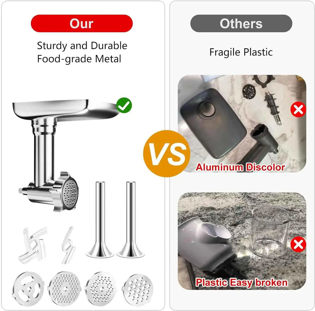 Metal Food Grinder Attachment – Stand Mixer Meat Grinder & Sausage Stuffer