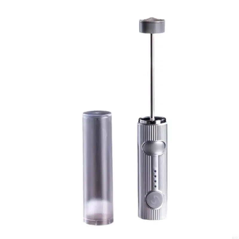 Electric Milk Frother Rechargeable Handheld Coffee Whisk 24.5cm Portable Mixer - White