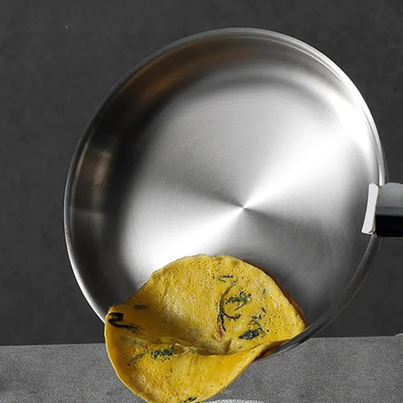 Stainless Steel Frying Pan 26cm Flat Bottom Cooking Pan Detachable Handle