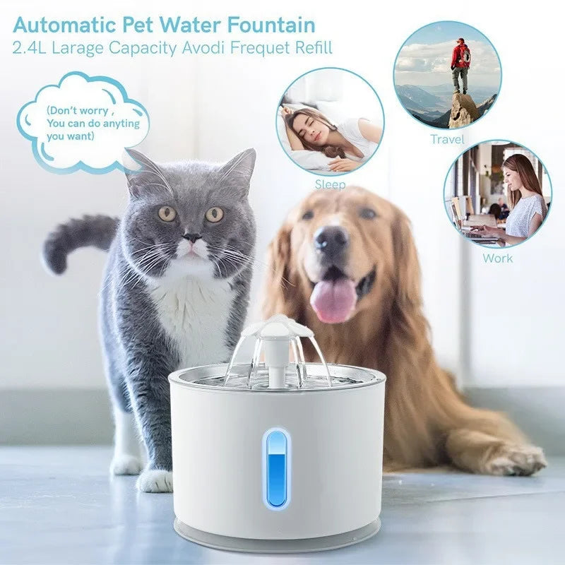 Cat Water Fountain 3.2 L Stainless Steel Automatic Pet Drinking Bowl - Blue