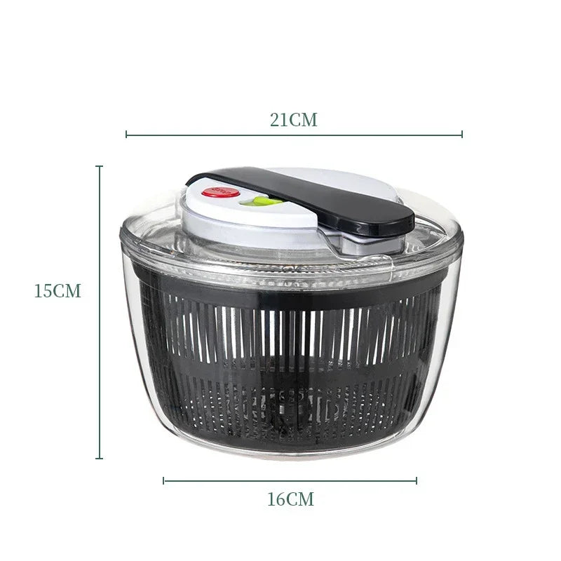 Salad Spinner 3L Multifunction Vegetable Dryer Lettuce Washer Kitchen Spinner – Black