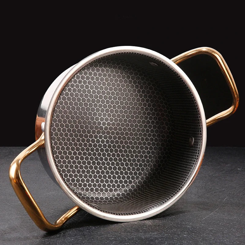 Hot Pot Set 20cm Stainless Steel Soup Pot with Heating Stove and Glass Lid