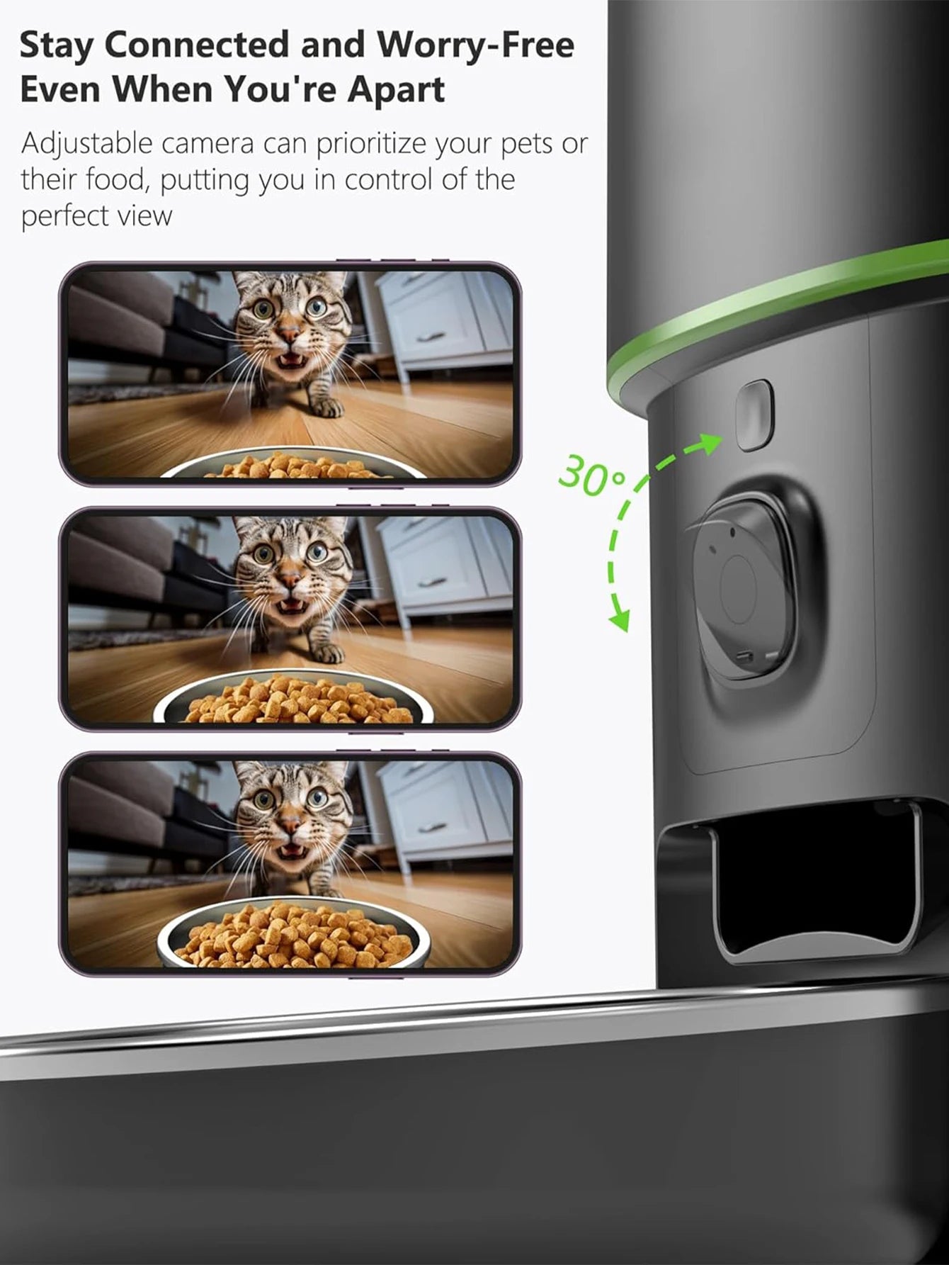 Pet Feeder 2L 1080P Camera WiFi App Controlled Automatic Meal Dispenser with Stainless Steel Bowl