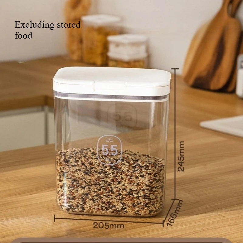 Storage Container 5.5L Airtight Plastic Flour Canister with Press Open Lid and Transparent Body