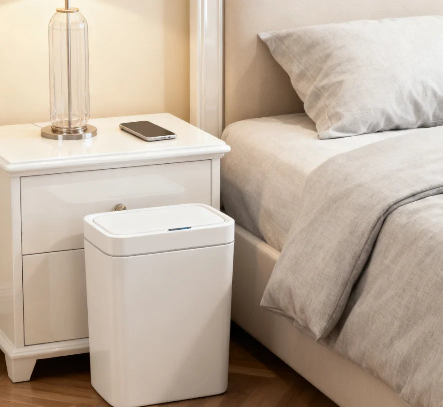 Sensor Trash Can 15L Touchless Automatic Lid with Bagging System Waterproof Design White