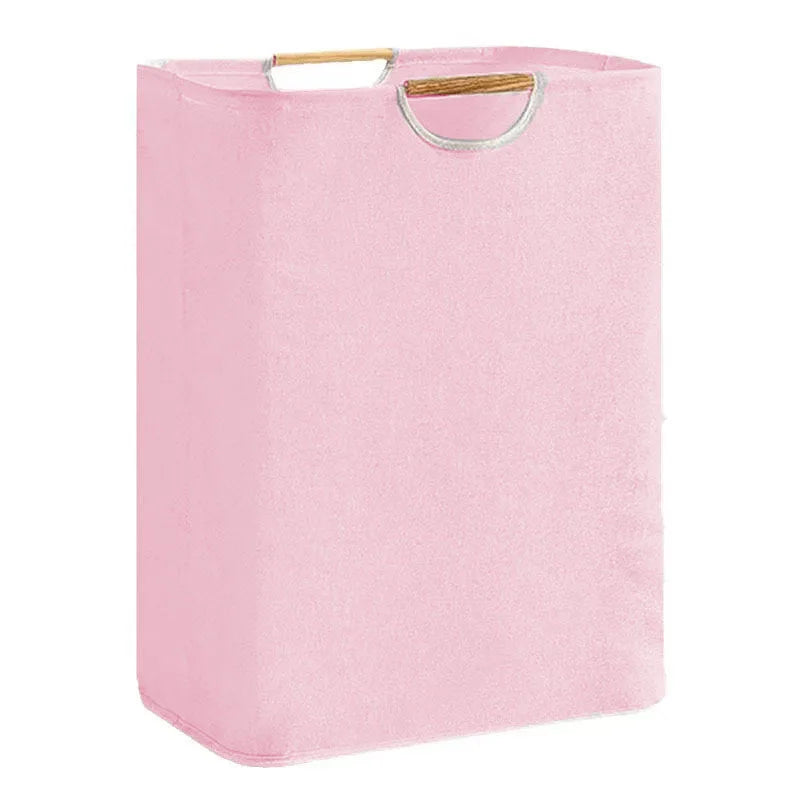 Extra Large Laundry Hamper 80L Foldable Dirty Clothes Basket With Handles - Pink