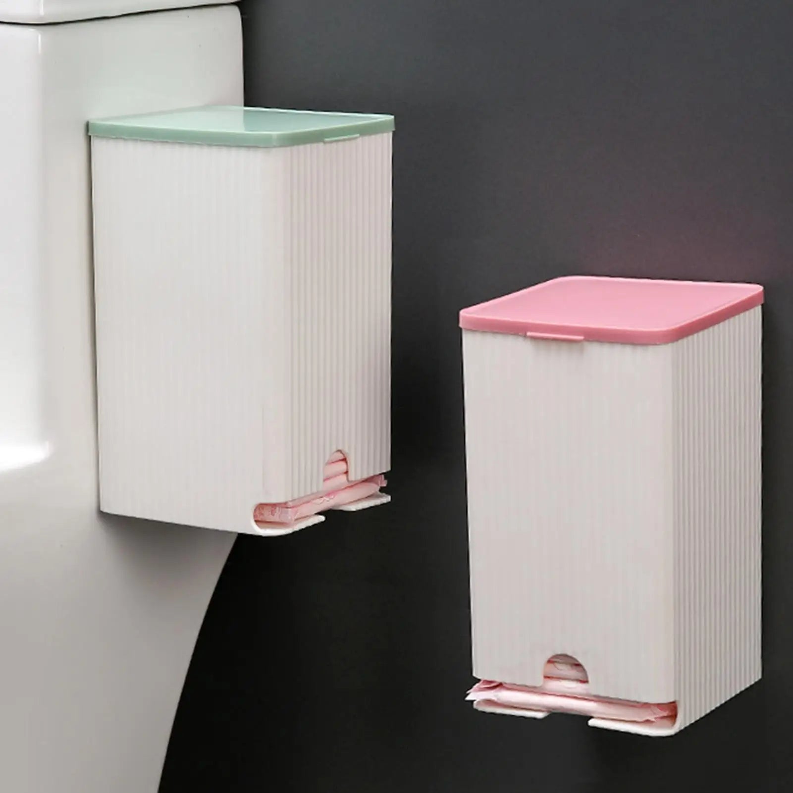 Storage Box Wall Mounted Bathroom Organiser Waterproof Tissue Dispenser Reusable Container - Pink