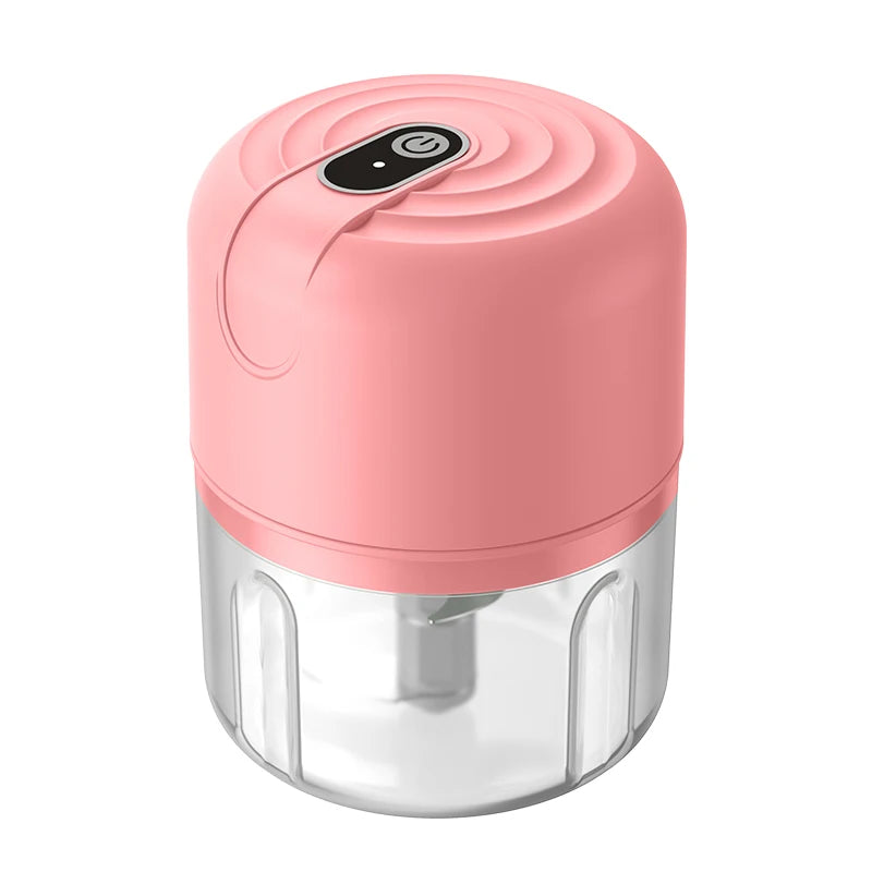 Electric Food Chopper 250mL USB Rechargeable Mini Garlic Meat Vegetable Grinder – Pink