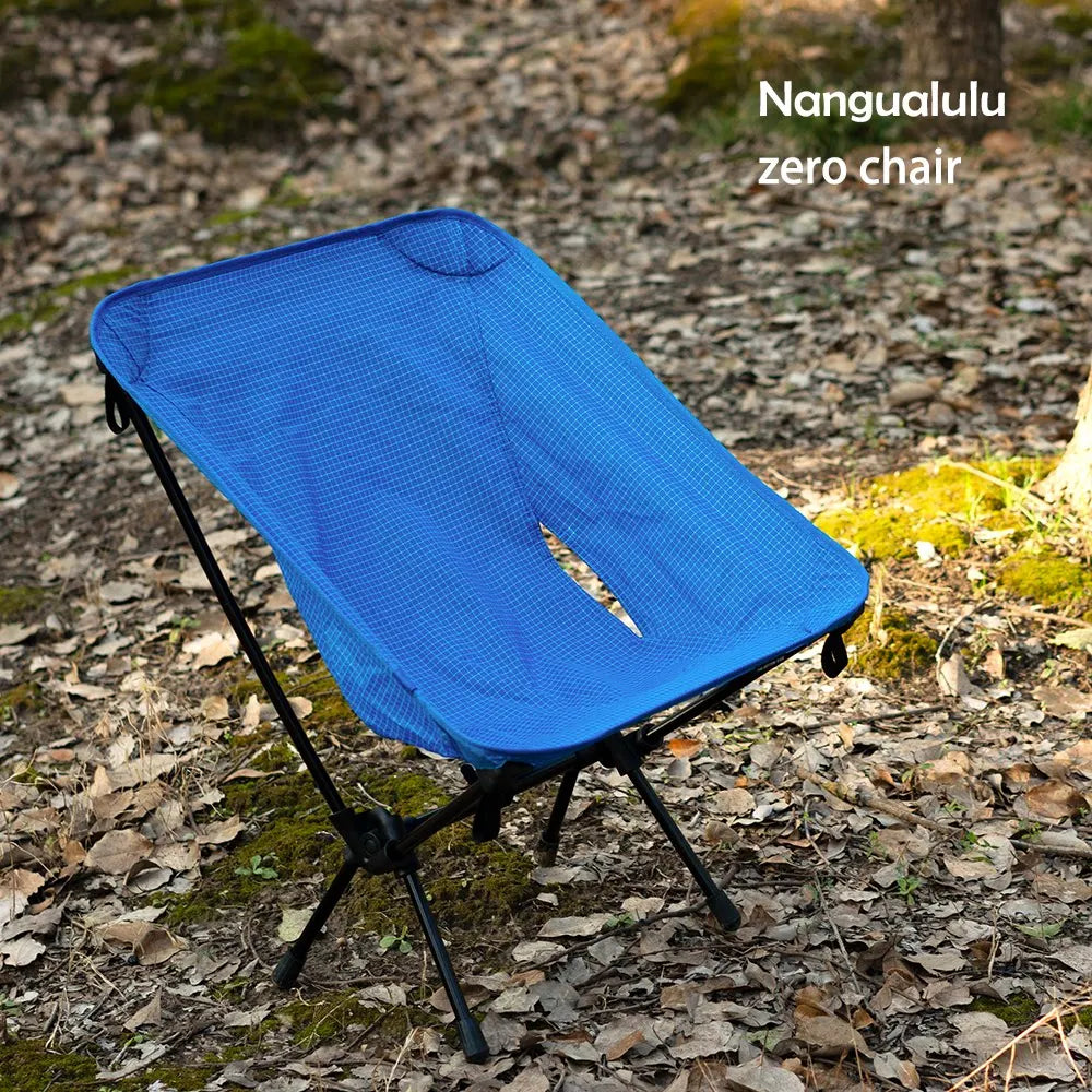 Ultralight Folding Camping Chair 650g Portable Moon Chair for Hiking Fishing Backpacking – Blue