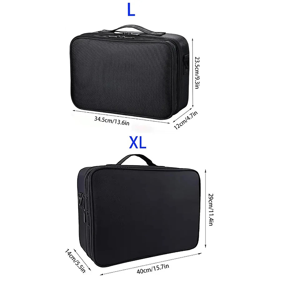 Makeup Storage Case Portable Foldable Travel Organizer 40 cm Extra Large Capacity Black