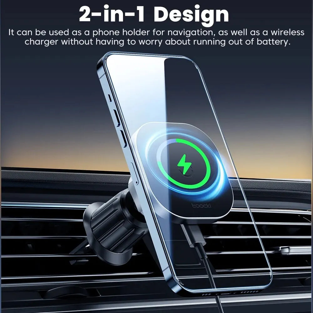 Car Phone Holder 15W Wireless Charging Air Vent Mount 360 Degree Adjustable Phone Stand