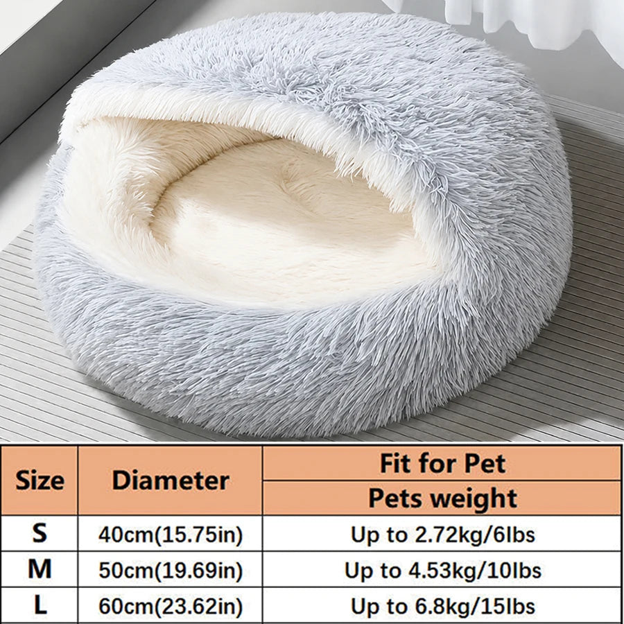 Cat Cave Bed 50 cm Plush Semi-Enclosed Pet Nest for Cats and Small Dogs - Grey