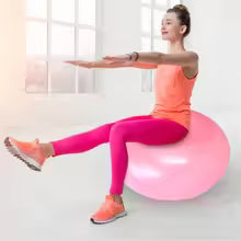 Donut Yoga Ball PVC Inflatable Balance Trainer 50cm with Pump for Core Stability Training - Pink