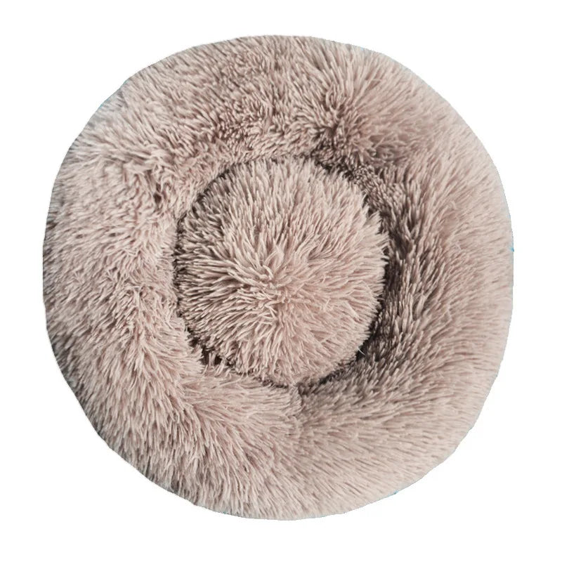 Portable Plush Round Pet Bed Washable Pet Sofa Bed - Grey
