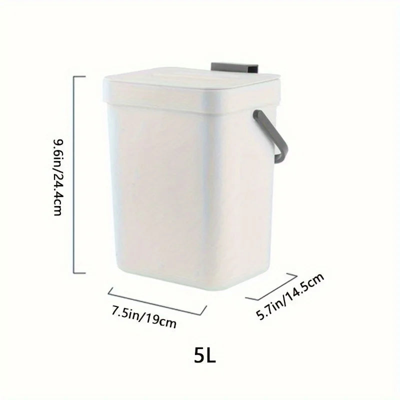 Rubbish Bin 5L Quiet Close Lid Small Rectangular Benchtop Waste Bin - White