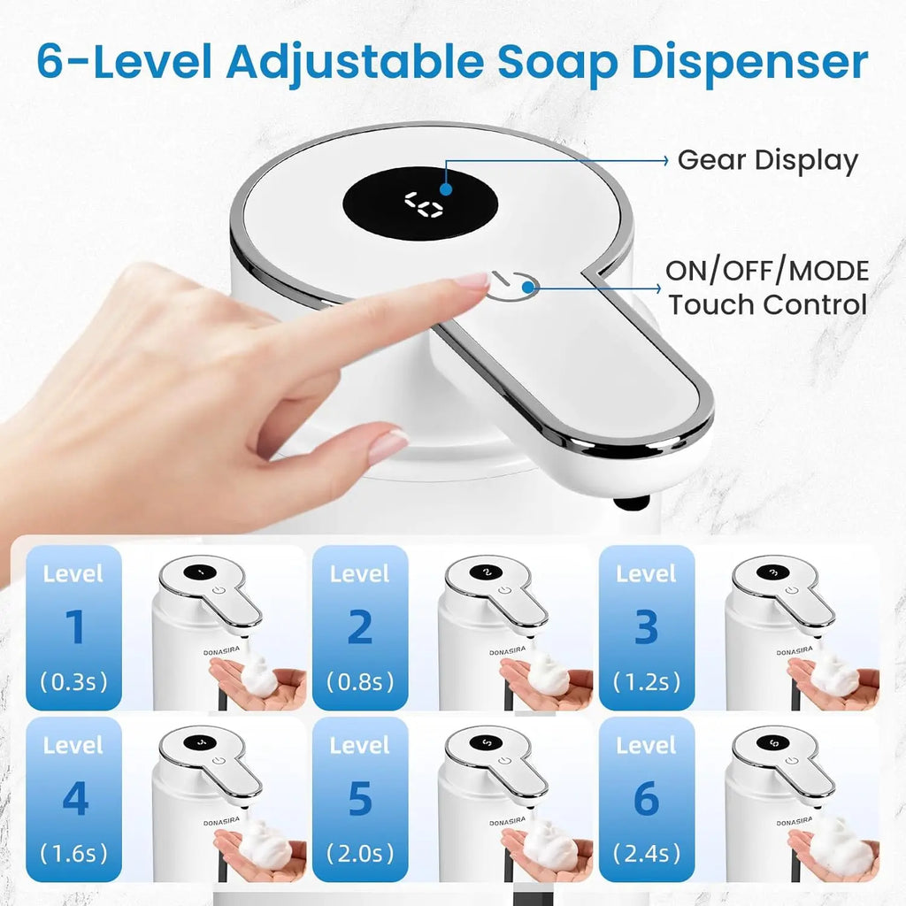 Soap Dispenser 420mL Touchless Automatic Rechargeable Pump with 6 Level Volume Control - Black