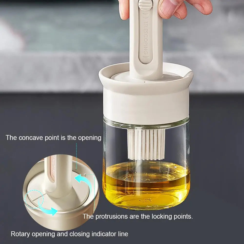 Oil Dispenser Bottle with Silicone Brush BPA-Free Heat Resistant Basting Bottle for Cooking BBQ and Baking – Pink