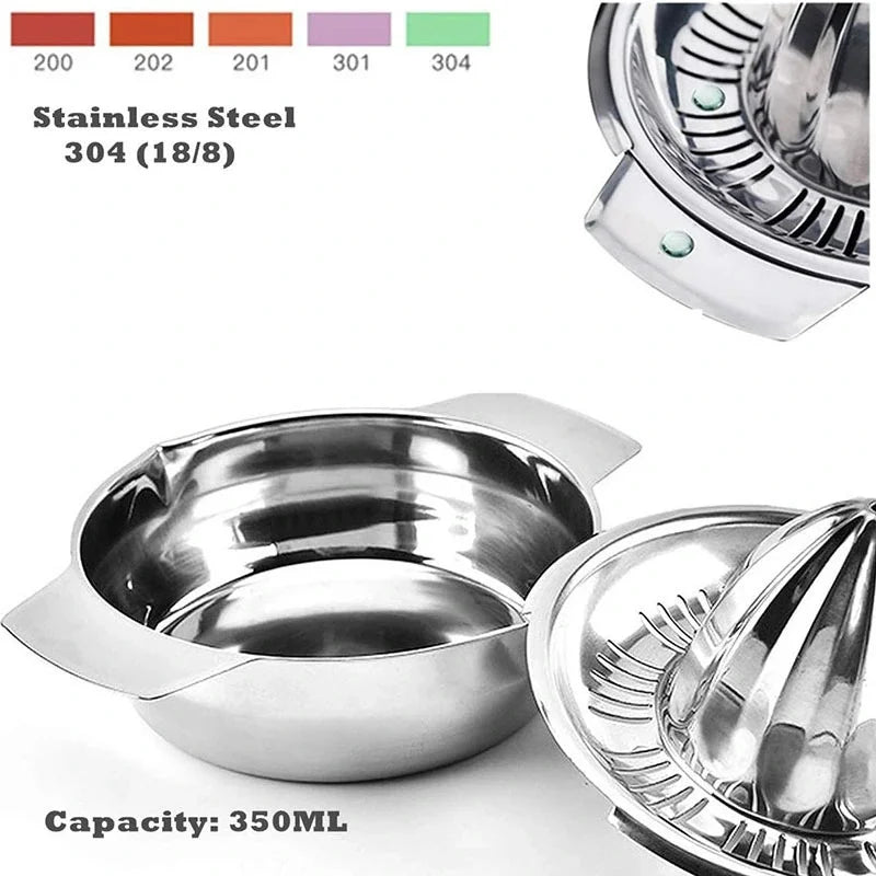 304 Stainless Steel Manual Citrus Juicer Lemon Orange Grapefruit Hand Press with Strainer – Silver