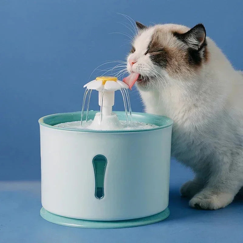 Cat Water Fountain 2.4L USB Electric Drinking Dispenser with Quiet Flow and Filter System - Green