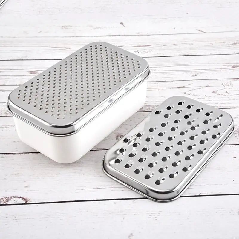 Cheese Grater 2 in 1 Stainless Steel Food Shredder with Storage Container Vegetable Slicer Kitchen Tool