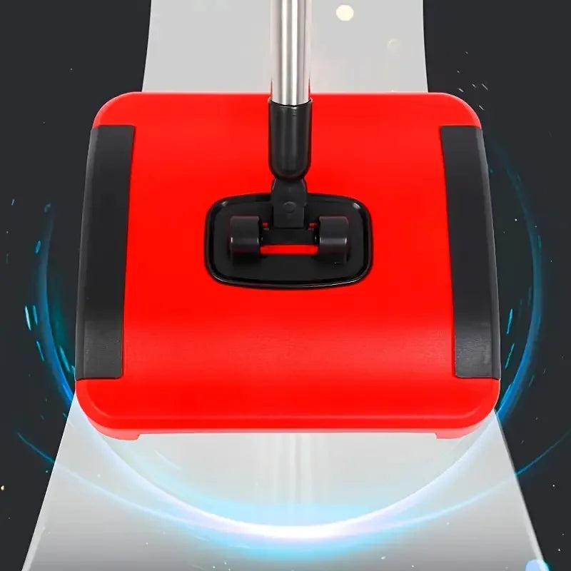 Carpet Sweeper Manual Hand Push Broom Cleaner for Rugs Dust Hair Pickup Red