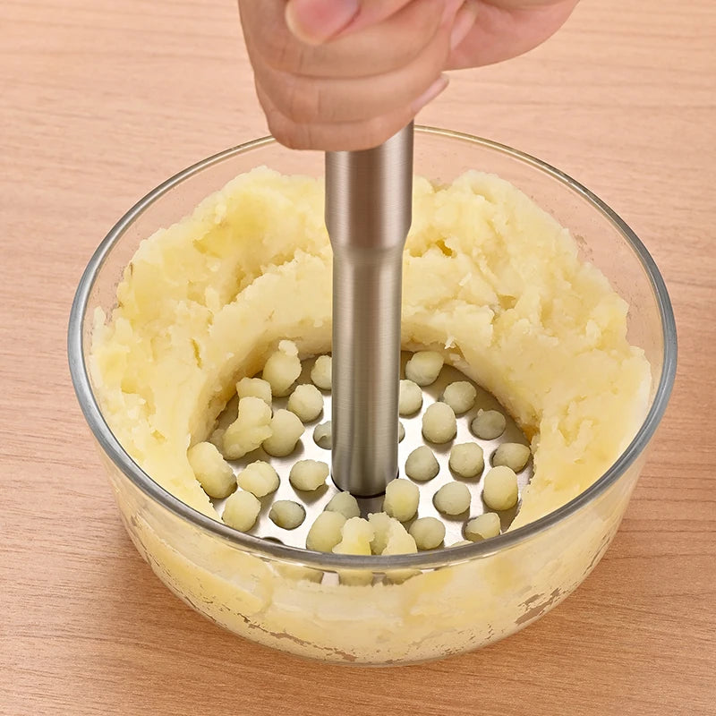 304 Stainless Steel Potato Masher Heavy Duty Vegetable and Fruit Masher Kitchen Food Crusher – Small