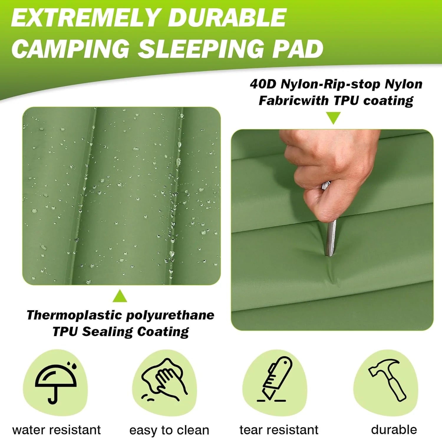 Camping Sleeping Pad Inflatable Mattress Extra Thick 4 Inch Ultralight Foldable Hiking Bed - Royal Blue