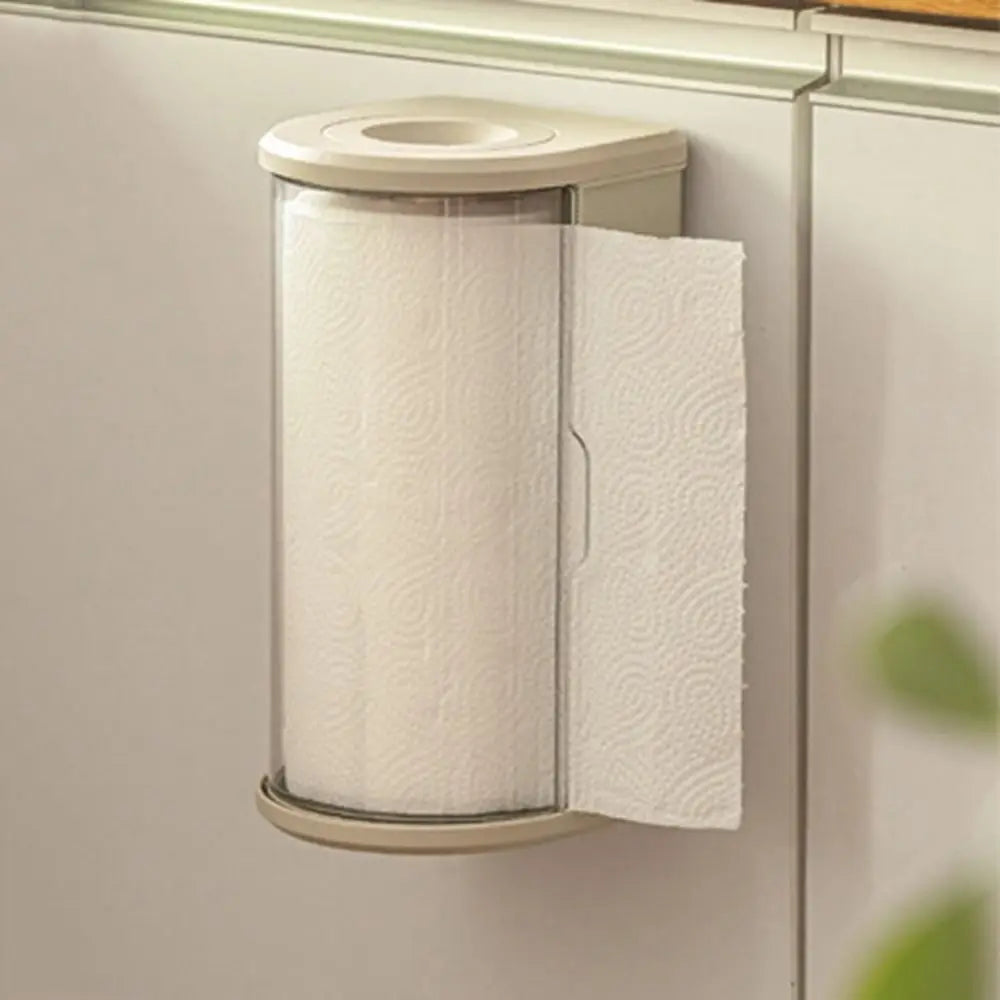 Wall Mounted Toilet Paper Holder Dustproof Waterproof Tissue Box with Lid Large Capacity Roll Paper Storage – White