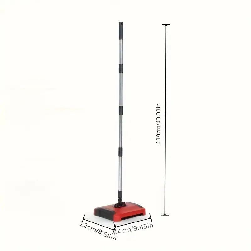 Carpet Sweeper Manual Hand Push Broom Cleaner for Rugs Dust Hair Pickup Red